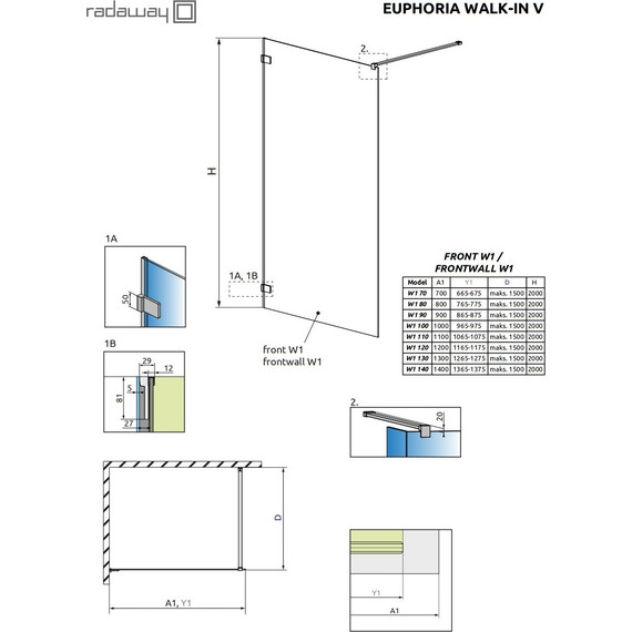 Душевая перегородка Radaway Euphoria Walk-in V 100х200 см 383112-01-01 (стекло 8 мм) , хром/прозрачное - фото 9
