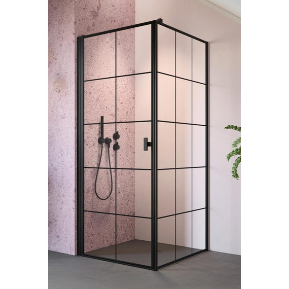 Душевое ограждение Radaway Nes 8 Black KDJ I Factory + S1 80х75 см L (стекло 8 мм), черный/прозрачное - фото 