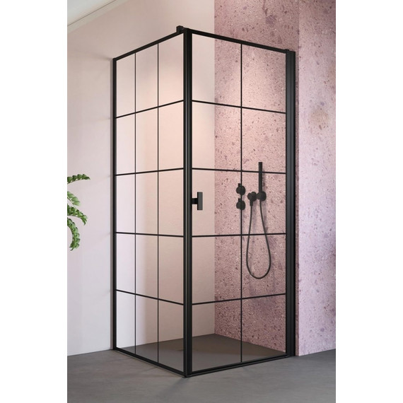 Душевое ограждение Radaway Nes 8 Black KDJ I Factory + S1 80х75 см R (стекло 8 мм), черный/прозрачное - фото 