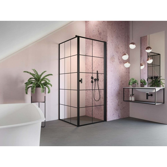 Душевое ограждение Radaway Nes 8 Black KDJ I Factory + S1 80х75 см R (стекло 8 мм), черный/прозрачное - фото 2