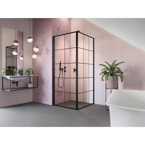 Душевое ограждение Radaway Nes 8 Black KDJ I Factory + S1 80х75 см L (стекло 8 мм), черный/прозрачное - фото 2