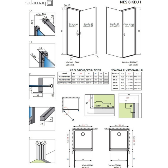 Душевое ограждение Radaway Nes 8 Black KDJ I + S1 100х75 см L (стекло 8 мм), черный/прозрачное - фото 6
