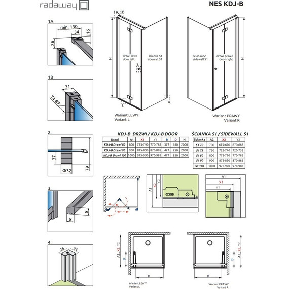 Душевое ограждение Radaway Nes Black KDJ B + S 100х75 см L, черный/прозрачное - фото 8
