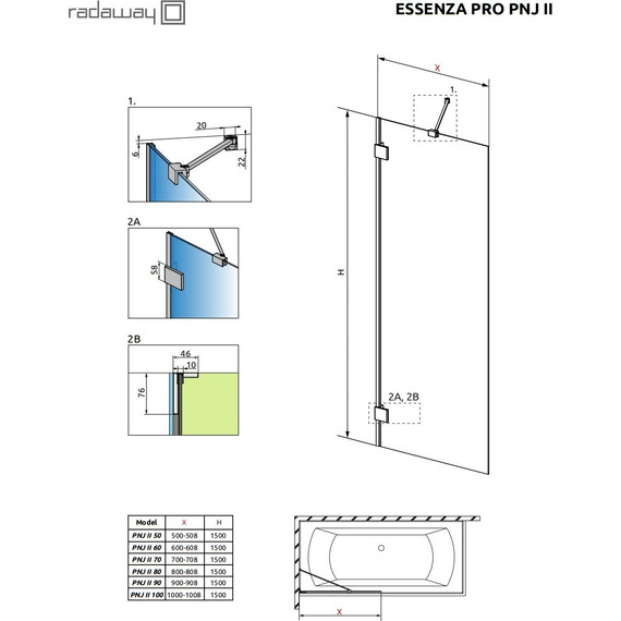 Шторка для ванны Radaway Essenza Pro Gold PNJ II 70 см 10101070-09-01, золото/прозрачное - фото 7