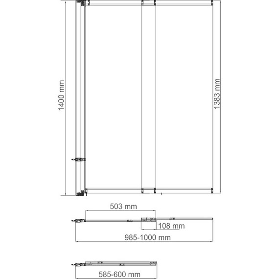 Шторка для ванны WasserKraft Dill 100 см 61S02-100, чёрный/прозрачное - фото 2