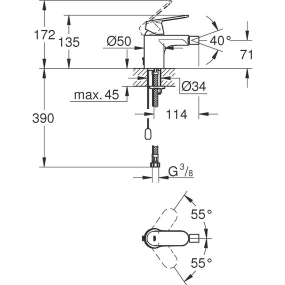Смеситель для биде Grohe Eurosmart Cosmopolitan 32840000 - фото 2