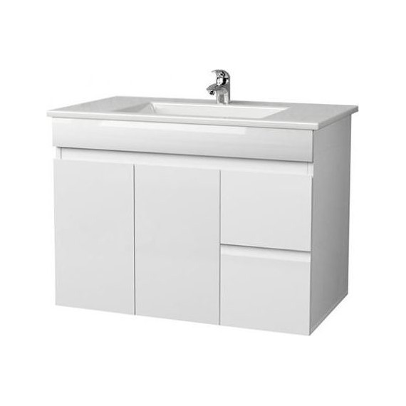 Тумба подвесная с раковиной Mirsant Next 100/1 см (раковина Premier 1000), белый - фото 