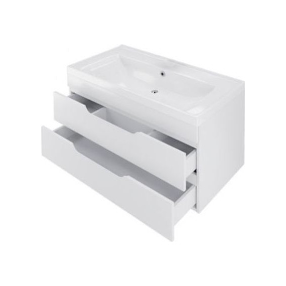 Тумба подвесная с раковиной Mirsant Soho Quadro 100 см, белый - фото 3