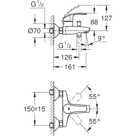 Набор смесителей 3 в 1 для ванны с коротким изливом Grohe Eurosmart 124446 - фото 16
