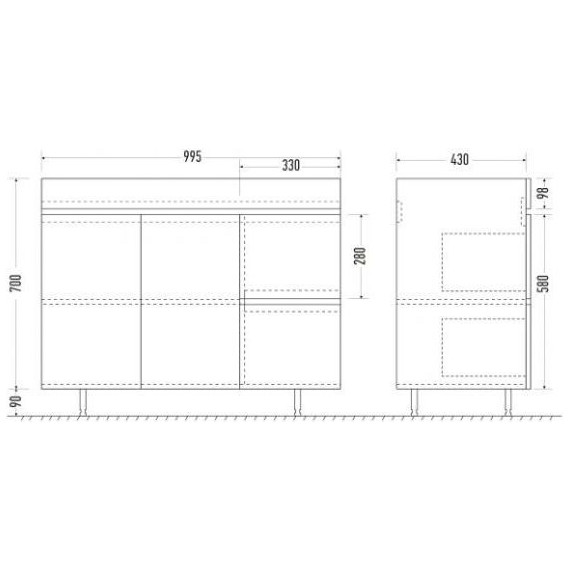 Тумба напольная с раковиной Mirsant Next 100 см (раковина Premier 1000), белый - фото 5
