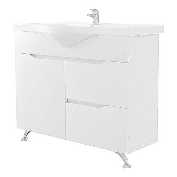 Тумба напольная с раковиной Mirsant Soho 100 см, белый - фото 