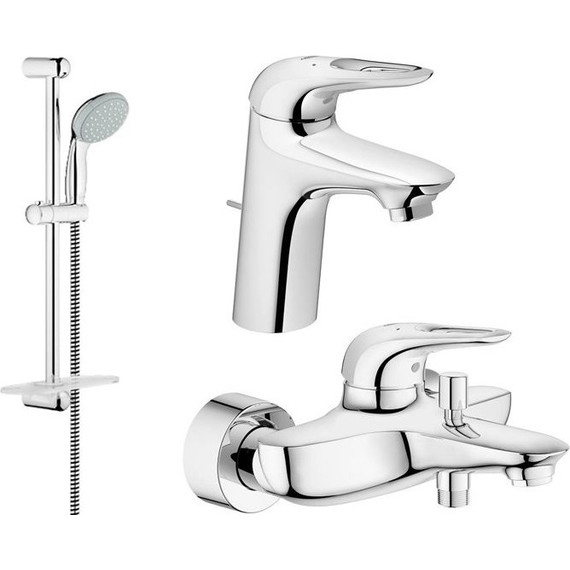 Набор смесителей 3 в 1 для ванны с коротким изливом Grohe Eurostyle New 124416 - фото 