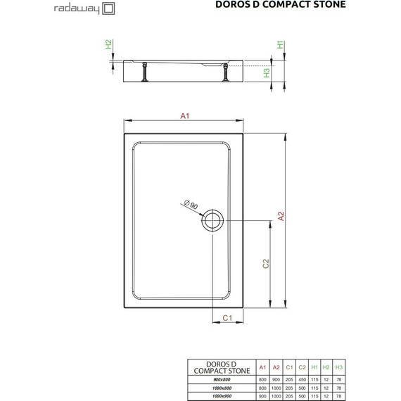 Поддон акриловый Radaway Doros D Compact Stone White 100х90 см SDRD1090-05-04S - фото 3