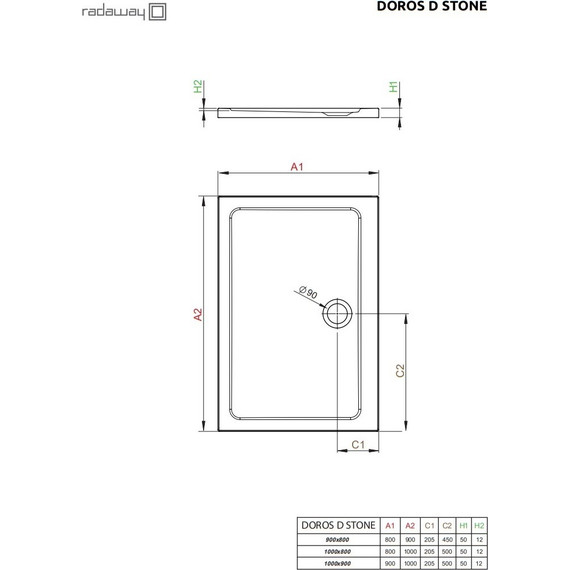 Поддон акриловый Radaway Doros D Stone Anthracite 90х80 см SDRD9080-01-64S, антрацит - фото 3