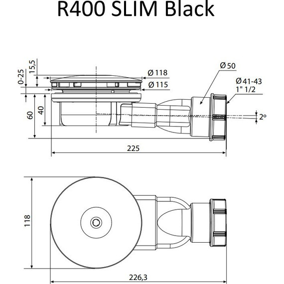 Сифон для душевого поддона Radaway R400 SLIM Black - фото 2