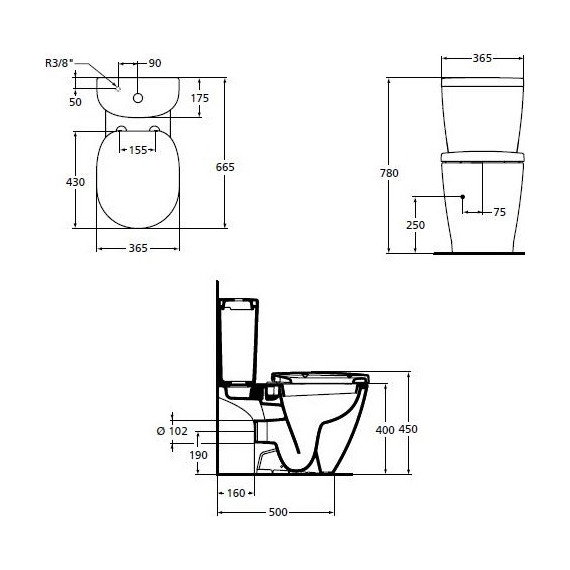 Унитаз-компакт безободковый Ideal Standard Connect AquaBlade E042901+E785601 - фото 4