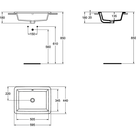 Раковина врезная на столешницу Ideal Standard Strada 59 см K078001 - фото 3