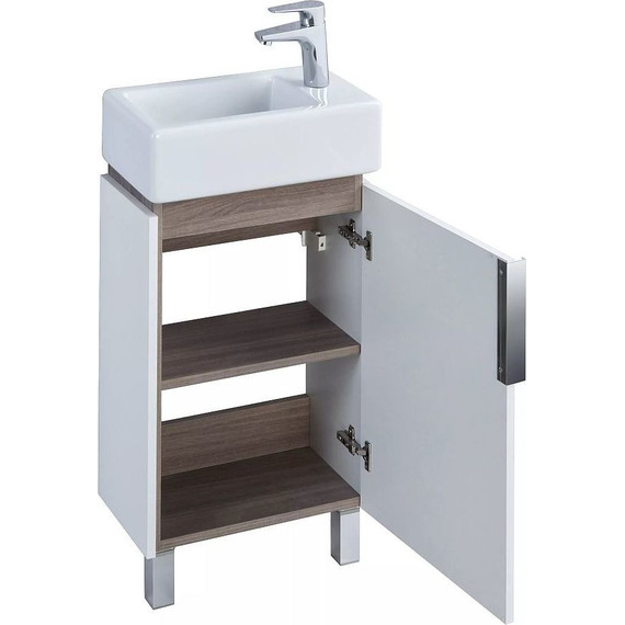 Тумба напольная с раковиной Акватон Бэлла 44 см 1A2215K1BBAZ0, белый/дуб джарра - фото 3