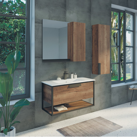 Тумба подвесная с раковиной Comforty Бонн 90 см, дуб тёмный - фото 8