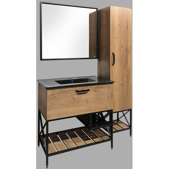 Тумба напольная с раковиной Comforty Бредфорд 90 см, дуб тёмный - фото 5