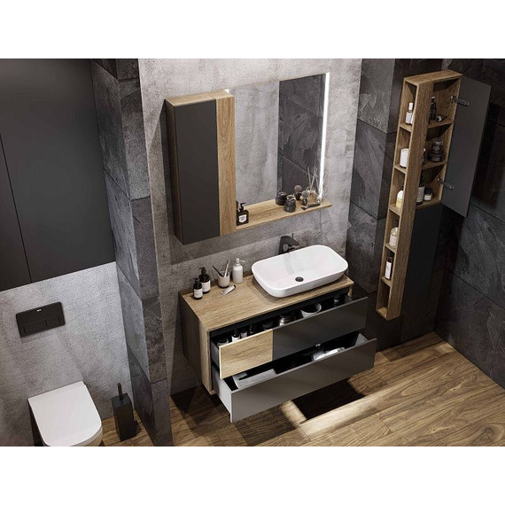 Тумба подвесная со столешницей Акватон Терра 85 см 1A247201TEKA0, дуб кантри/антрацит - фото 11