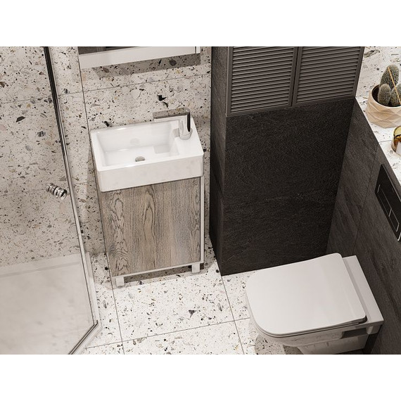 Тумба напольная с раковиной Акватон Эмма 45 см 1A2216K1EAD80, дуб наварра/белый - фото 5