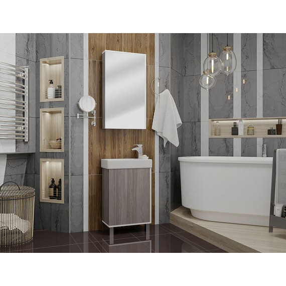 Тумба напольная с раковиной Акватон Эмма 45 см 1A2216K1EAD80, дуб наварра/белый - фото 7