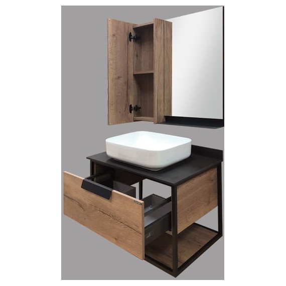 Тумба подвесная с раковиной Comforty Кёльн 75 см, дуб тёмный - фото 9