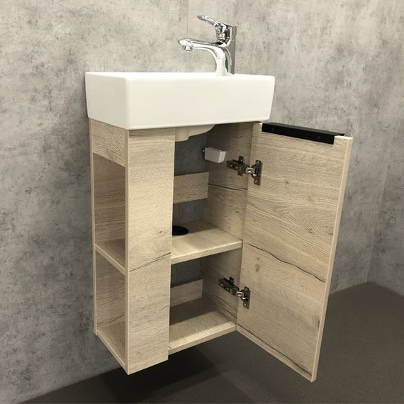 Тумба подвесная с раковиной Comforty Матэ 40 см, дуб дымчатый - фото 