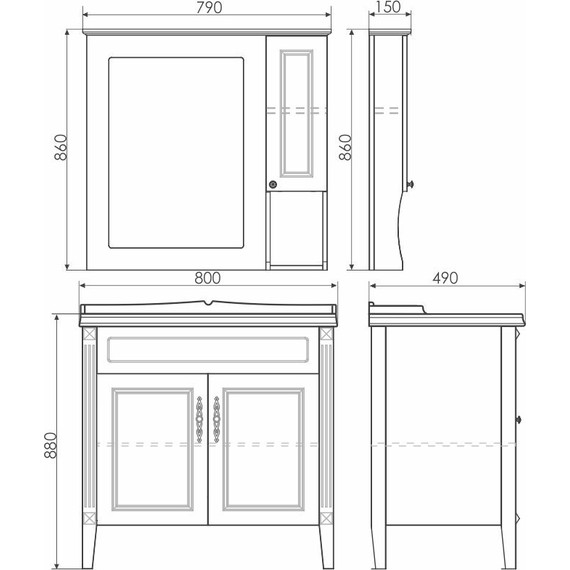 Тумба напольная с раковиной Comforty Палермо 80 см, белый - фото 11
