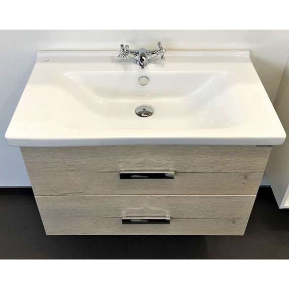 Тумба подвесная с раковиной Comforty Парма 80 см, дуб дымчатый - фото 11