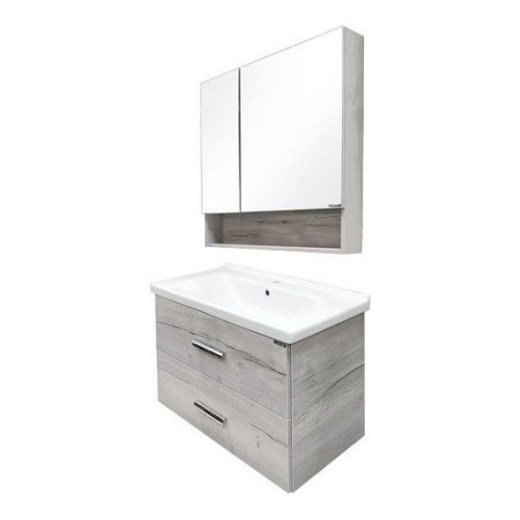 Тумба подвесная с раковиной Comforty Парма 80 см, дуб дымчатый - фото 5