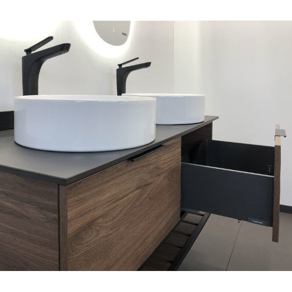 Тумба подвесная с раковинами Comforty Порто 120-2 см, дуб тёмно-коричневый - фото 6