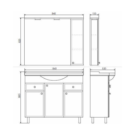 Тумба напольная с раковиной Comforty Сочи 85 см, белый - фото 12