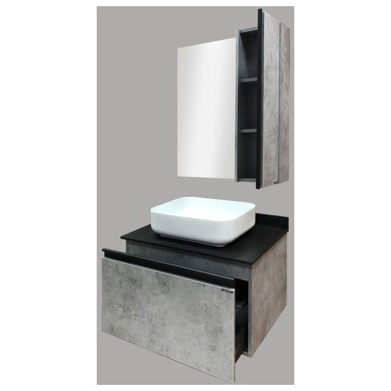 Тумба подвесная с раковиной Comforty Эдинбург 75 см, бетон светлый - фото 9