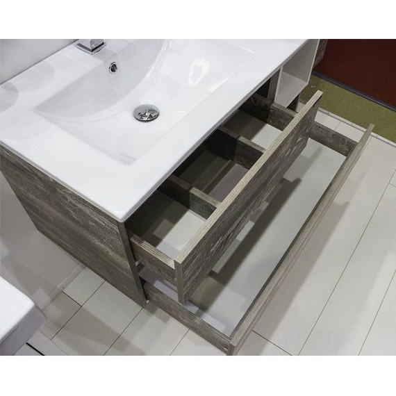 Тумба подвесная с раковиной Comforty Турин 90L см, дуб бежевый - фото 7