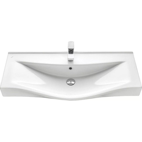 Тумба подвесная с раковиной Акватон Нортон 100 см 1A2490K0NT010, белый/дуб эндгрейн - фото 11