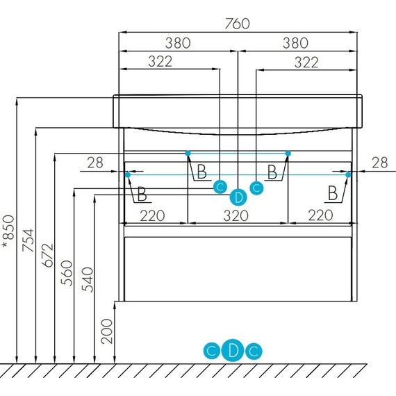 Тумба подвесная с раковиной Акватон Нортон 80 см 1A2489K0NT010, белый/дуб эндгрейн - фото 13