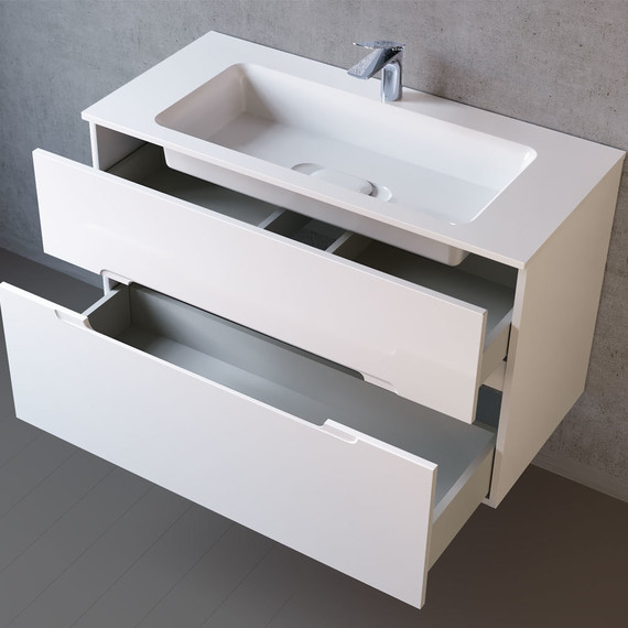 Тумба подвесная с раковиной Jorno Modul 100 см Mоl.01.97/P/W, белый - фото 