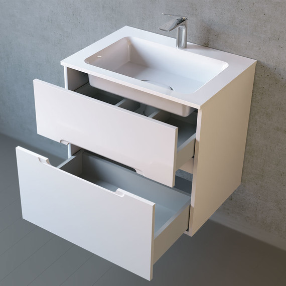 Тумба подвесная с раковиной Jorno Modul 65 см Mоl.01.62/P/W, белый - фото 