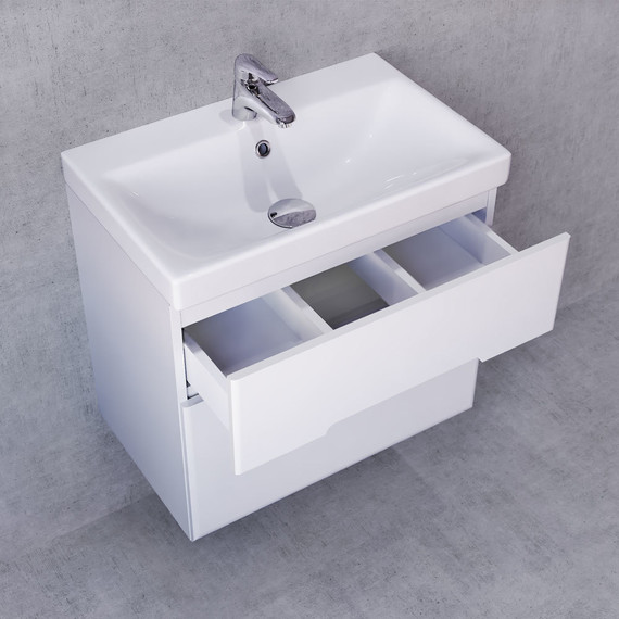Тумба подвесная с раковиной Jorno Moduo Slim 60 см Mod.01.60/P/W, белый - фото 