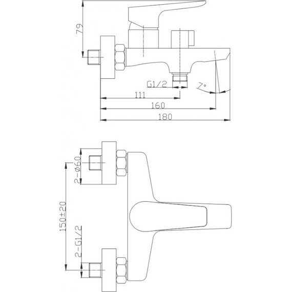 Смеситель для ванны BelBagno ANCONA-VAS-CRM - фото 2