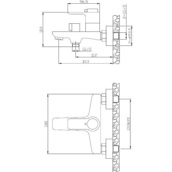 Смеситель для ванны BelBagno ANCONA-VASM-CRM - фото 2