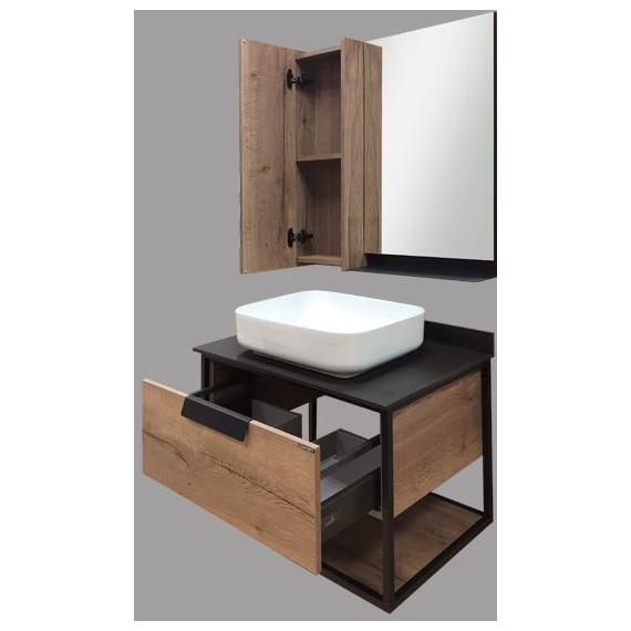 Зеркало-шкаф Comforty Кёльн 75 см, дуб тёмный - фото 8