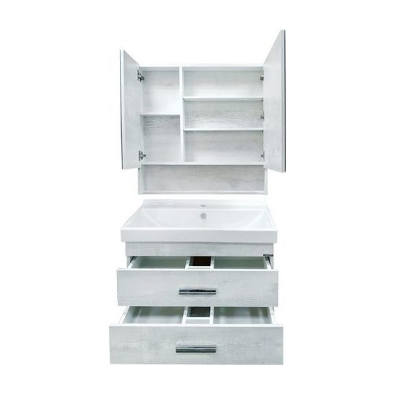 Зеркало-шкаф Comforty Никосия 80 см, дуб белый - фото 6