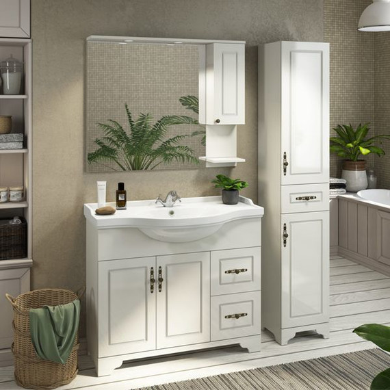 Зеркало-шкаф Comforty Севилья 100 см, слоновая кость - фото 2