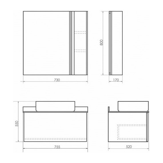 Зеркало-шкаф Comforty Эдинбург 75 см, бетон светлый - фото 8