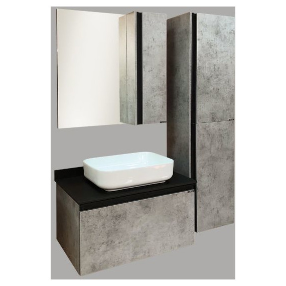 Зеркало-шкаф Comforty Эдинбург 75 см, бетон светлый - фото 5