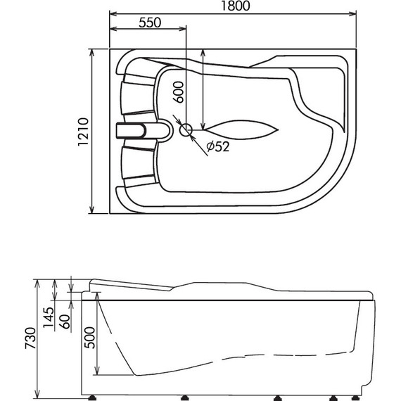 Ванна гидромассажная Gemy G9083 B 180x121 см L - фото 5