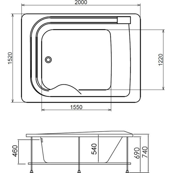 Ванна гидромассажная Gemy G9265 K 200x152 см - фото 3
